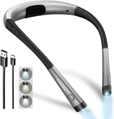 Boltn Glocusent Book Light, 3-color & 6-brightness Reading Light, Bendable Neck Light, 80-hr Lasting Recha