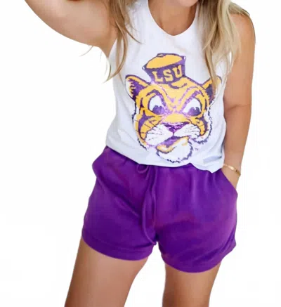 Bomb Game Day Lsu Vintage Tiger (licensed) Sequin Tank In White