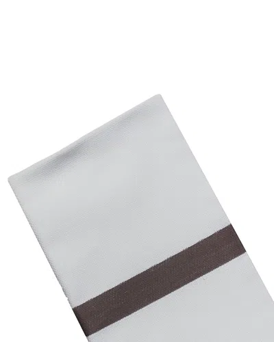 Bombacio Linens Bistro Set Of 4 Natte White With Maroon Stripe Napkins