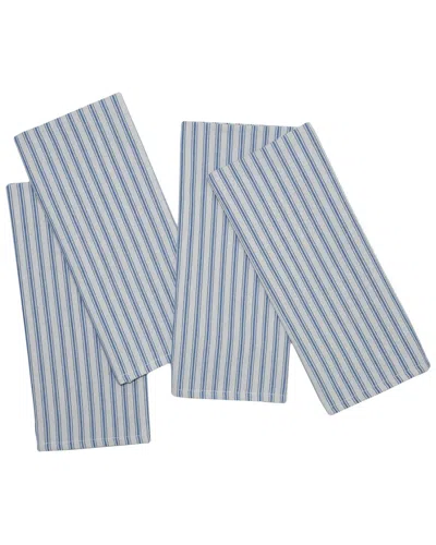 Bombacio Linens Bombacio Columni Set Of 4 Napkins In Blue