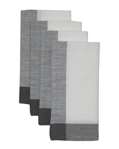 Bombacio Linens Intramuri Set Of 4 Grey Napkins In White