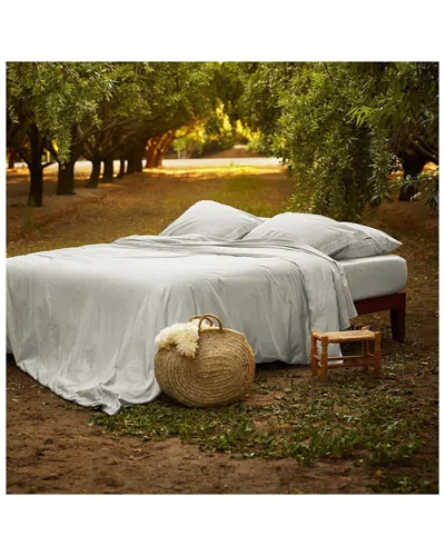 Bombacio Linens Sunset Cloud Grey Brushed Cotton Percale Duvet Cover In Gray