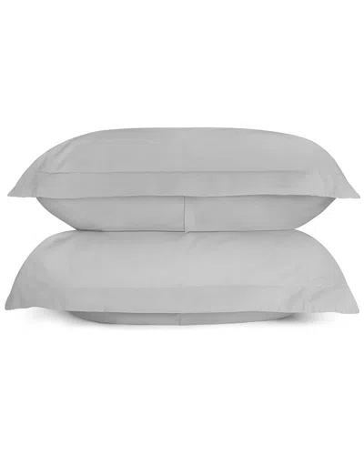 Bombacio Linens Sunset Cloud Grey Brushed Cotton Percale Set Of 2 King Pillow Shams In Gray