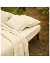 Bombacio Linens Sunset Ivory Brushed Cotton Percale Fitted Sheet In Ivory