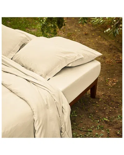 Bombacio Linens Sunset Ivory Brushed Cotton Percale Fitted Sheet In Neutral