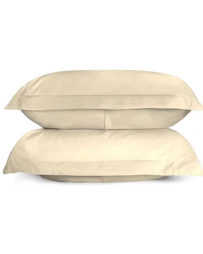 Bombacio Linens Sunset Ivory Brushed Cotton Percale Set Of 2 Pillow Shams In White