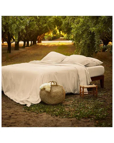 Bombacio Linens Sunset Sand Brushed Cotton Percale Duvet Cover In White