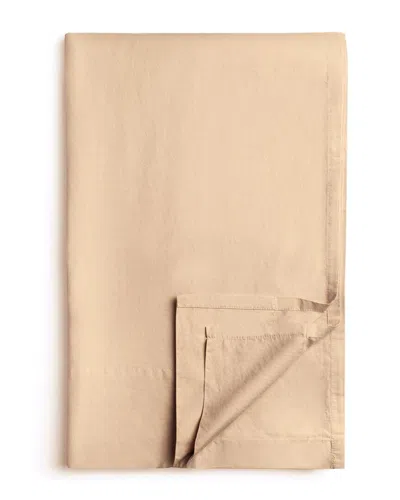 Bombacio Linens Sunset Sand Brushed Cotton Percale Flat Sheet In Brown