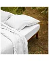Bombacio Linens Sunset White Brushed Cotton Percale Fitted Sheet In White