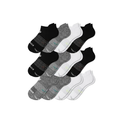 Bombas All-purpose Performance Ankle Sock 12-pack In Black White Charcoal Mix