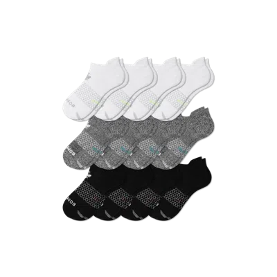 Bombas All-purpose Performance Ankle Sock 12-pack In Black White Charcoal Mix