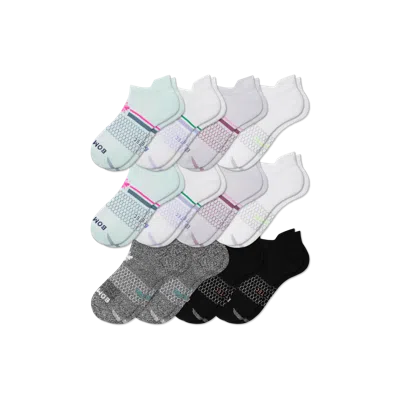 Bombas All-purpose Performance Ankle Sock 12-pack In White Foam Green Mix