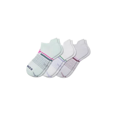 Bombas All-purpose Performance Ankle Sock 3-pack In White Foam Green Mix
