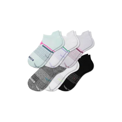 Bombas All-purpose Performance Ankle Sock 6-pack In White Foam Green Mix