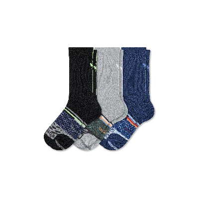 Bombas All-purpose Performance Calf Sock 3-pack In Blue Grey Mix