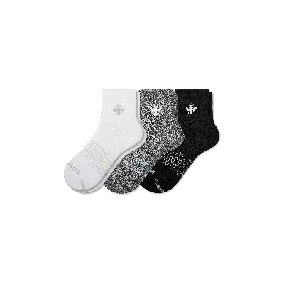 Bombas All-purpose Performance Quarter Sock 3-pack In Black White Charcoal