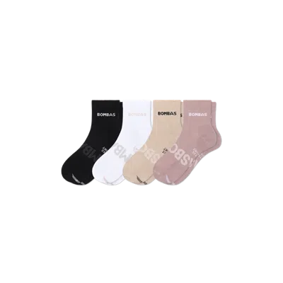 Bombas All Sport Quarter Sock 4-pack In Dusty Mauve Mix