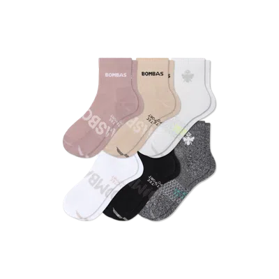 Bombas All Sport Quarter Sock 6-pack In Dusty Mauve Mix