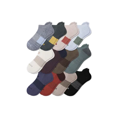 Bombas Ankle Sock 12-pack In Navy Taupe Solids Mix