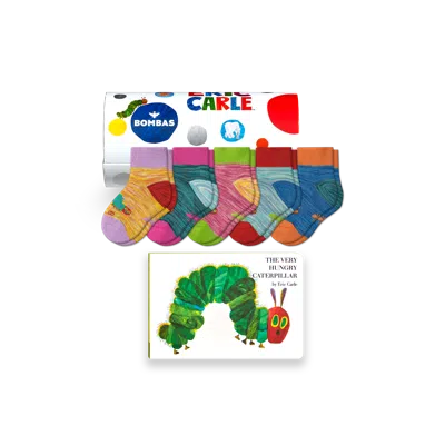 Bombas Baby Eric Carle Lightweight Calf Sock 5-pack Gift Box & Book