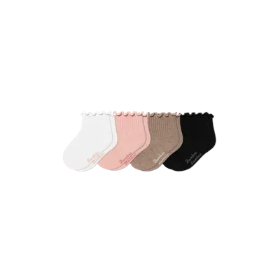 Bombas Baby Ruffle Rib Calf Sock 4-pack (0-6 Months) In Pink Shadow Mix
