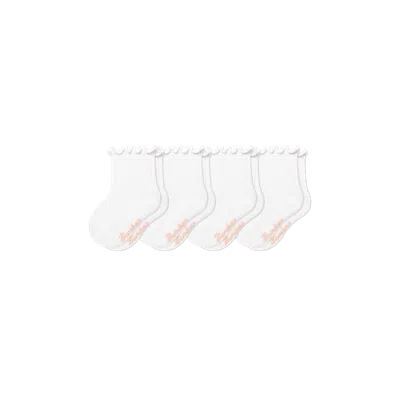 Bombas Baby Ruffle Rib Calf Sock 4-pack (0-6 Months) In White