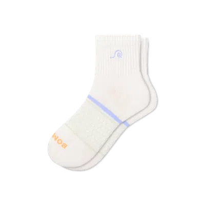 Bombas Beach Day Embroidered Quarter Socks In White