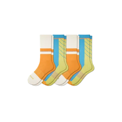 Bombas Black Hive Collection Calf Sock 4-pack In Mango Tide Mix