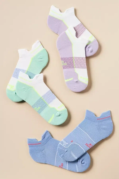 Bombas Border Stripe Ankle Socks, Set Of 3 In Purple