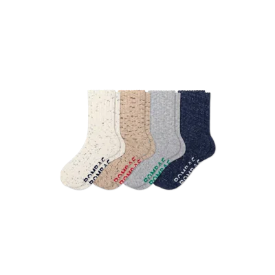 Bombas Chunky Ragg Half Calf Sock 4-pack In Navy Ivory Mix
