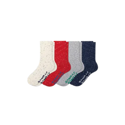 Bombas Chunky Ragg Half Calf Sock 4-pack In Navy Red Mix