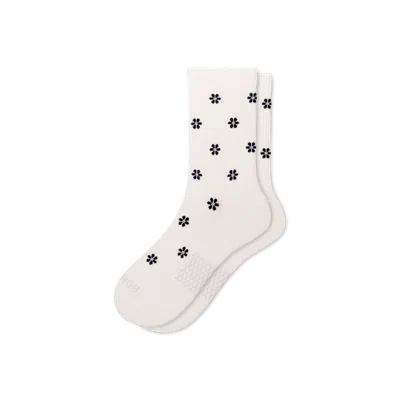 Bombas Daisies Modern Rib Half Calf Socks In White