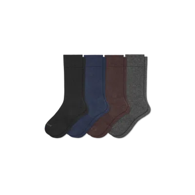 Bombas Dress Calf Sock 4-pack In Navy Brown Mix