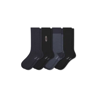Bombas Dress Calf Sock 4-pack In Steel Blue Black Mix