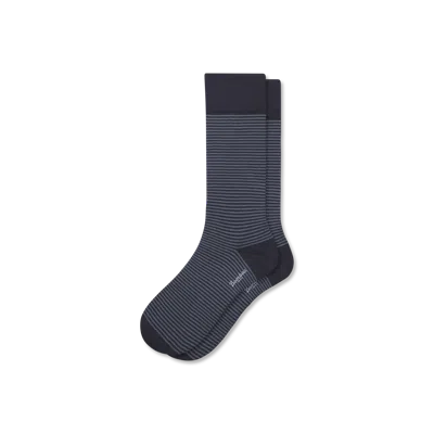 Bombas Dress Calf Sock In Steel Blue Stripe