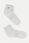 Bombas Embroidered Ruffle Rib Quarter Socks In Gray