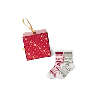 Bombas Fair Isle Half Calf Sock 2-pack Gift Box In Red