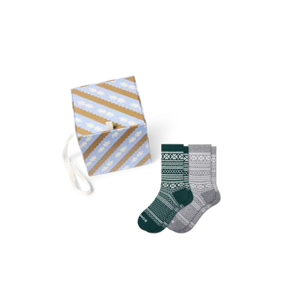 Bombas Fair Isle Half Calf Sock 2-pack Ornament Gift Box In Multi