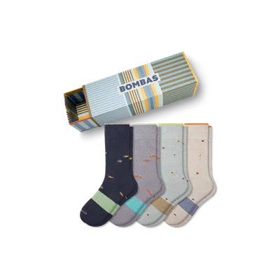 Bombas Father's Day Dress Calf Sock 4-pack Gift Box In Multi