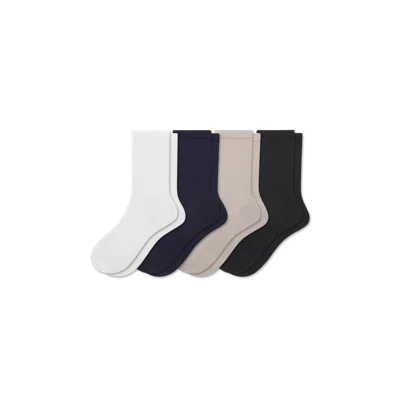 Bombas Featherweight Rib Half Calf Sock 4-pack In Neutrals Mix