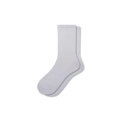 Bombas Featherweight Rib Half Calf Socks In White