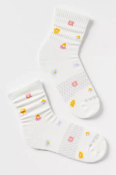 Bombas Floral Crew Socks In White