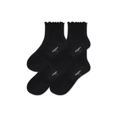 Bombas Frilly Rib Quarter Sock 4-pack In Black