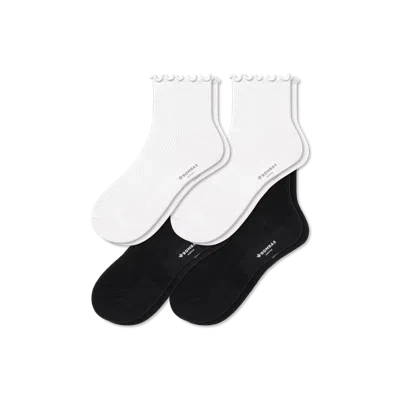 Bombas Frilly Rib Quarter Sock 4-pack In Mixed