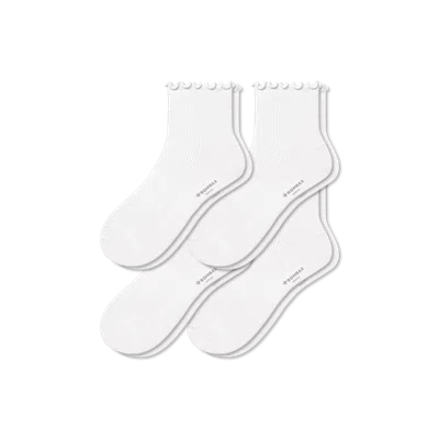 Bombas Frilly Rib Quarter Sock 4-pack In White