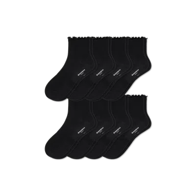 Bombas Frilly Rib Quarter Sock 8-pack In Black