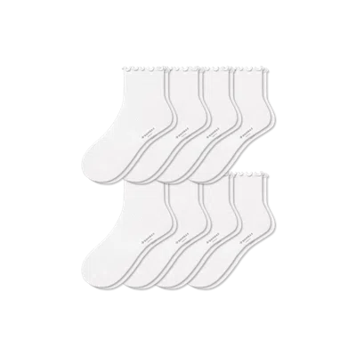 Bombas Frilly Rib Quarter Sock 8-pack In White
