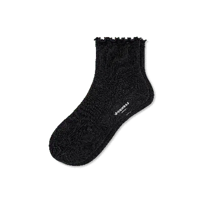 Bombas Frilly Rib Quarter Socks In Black