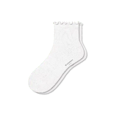 Bombas Frilly Rib Quarter Socks In White