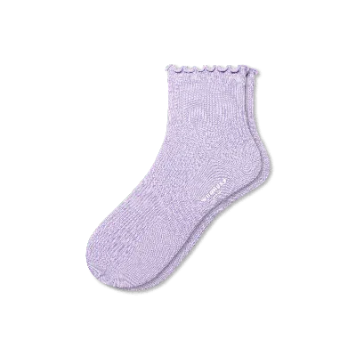 Bombas Frilly Ruffle Rib Quarter Socks In Pastel Lavender